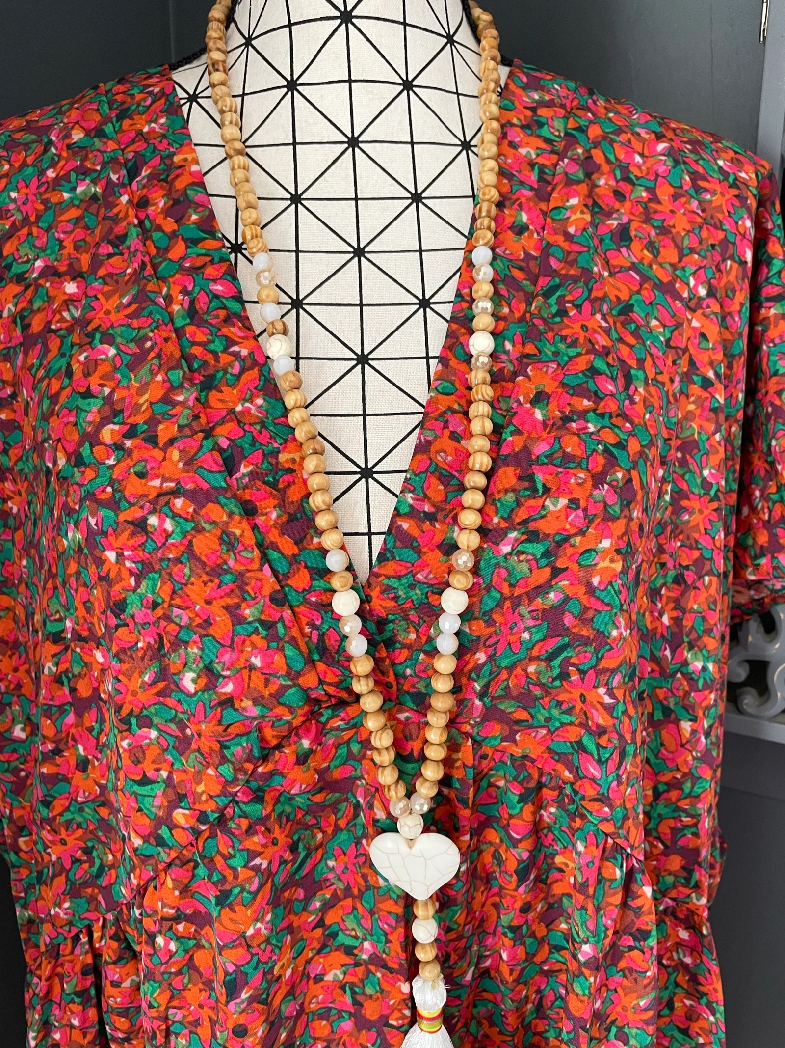 💖 robe fleurie multicolore grande taille 58 fluide bohème chic col cache-cœur 💖 – photo 5